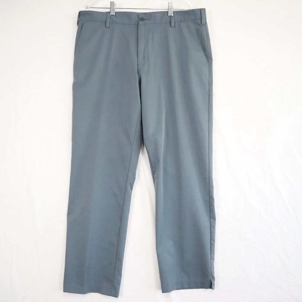 Adidas Golf Pants Mens 36x30 Performance Chino Slacks Casual Flat‎ Front Gray